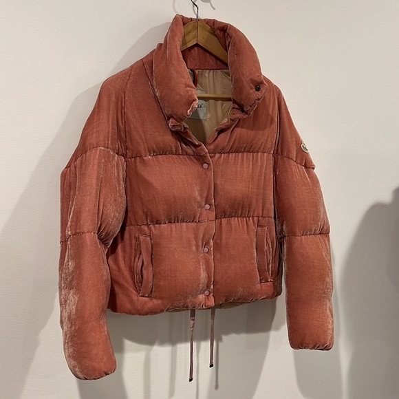 MONCLER Pink Velvet Down Cercis Jacket size 3 - Picture 5 of 14